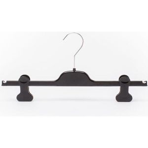 TopHangers [Set van 5] De mooiste kunststof knijperhangers! stevige en universele broekhangers / rokhangers / shawlhangers met mooi uitgevoerde, verschuifbare en volledig zwarte knijpers voorzien van een zachte rubberen anti-slip aan de binnenzijde