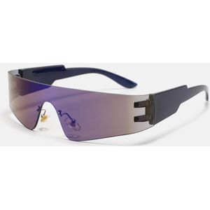 ICCLUB - Rave Bril - Festival Bril - Spiegelglas - Y2K - Techno Bril - Unisex - Zwart - Blauw