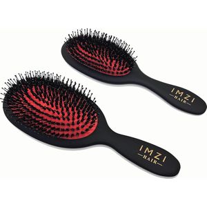IMZI Hair DUO PACK - Black Matte Spa Brush Large & Small - Anti Klit - Voorkomt Haaruitval & Haarbreuk - Extra Glans