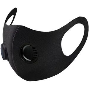 5 X Uitwasbare mondmasker met uitlaat ventiel / zwart met DuBBel ventiel mondkapje mondmasker