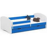 Kinderbed met opbergruimte en matras 90 x 180 Blauw