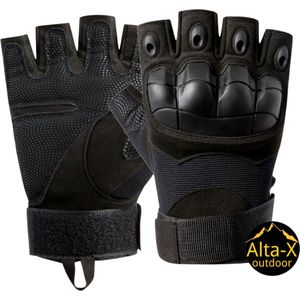 Alta-X - Leger handschoenen - Zwart - Militaire vingerloze tactische handschoenen - zwart - L - Airsoft handschoenen