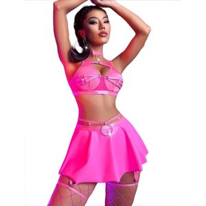 6-delige porno set Pink Love - Bodysuit Deluxe - Erotische lingerie - BDSM - Mini rokje - Halsband - Halsband - Topje - Luxe materialen