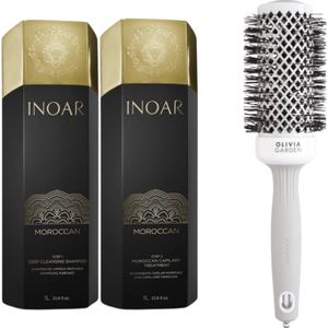 Inoar Moroccan Keratin Behandeling 2x1000ml & Olivia Garden Borstel Olivia Garden