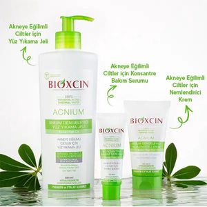 Bioxcin - Acnium - Set voor Problematische Huid - Face Washing Gel 500ml- Bioxsine Acnium Sebum Regulating Moisturizing Cream 50ml - Bioxsine Acnium Concentrated Spot Gel 15ml - bioxcin-Acnium- Herbal- Bio -Gezichtsverzorging - Huidverzorging
