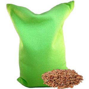 Ecologisch Lijnzaadkussen 30 x 20 cm (groen), voor soepele spieren en ontspanning - Groen - wasbaar hoesje