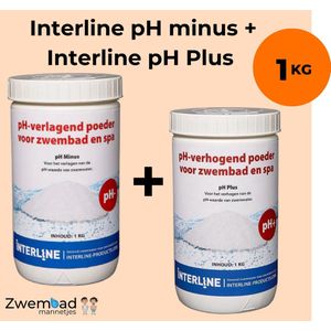Interline pH minus 1kg + pH plus 1kg - Inclusief doseerschema - Verhogen pH waarde - Verlagen pH waarde - pH min & pH plus voor kleine, middelgrote en grote zwembaden