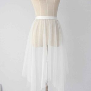 Erotische tutu rok WHITE PALM - Sexy transparante rok - Cover-up - Lange uitvoering - One Size - Luxe uitvoering - Doorzichtig