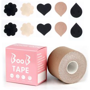Lichtbruine Boob Tape - Fashion tape - Nipple covers - Tepelplakkers - Tepelbedekkers - Bh tape - Borst tape - Inclusief Siliconen Tepel cover
