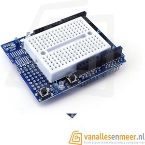 Prototype shield Arduino uno met mini breadboard