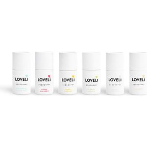 Loveli Set deodorant mini’s - 6 stuks - elke mini gaat minimaal 2 weken mee