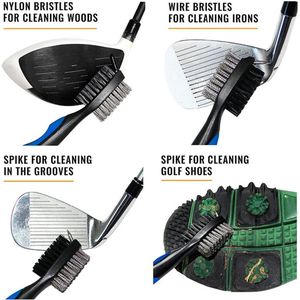 Golfclub borstel en groeven reiniger - 3 in 1 Multi Club Cleaner met uittrekkoord | kleur ROZE