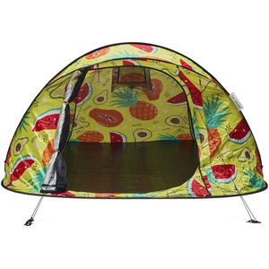 Oh Crabb - pop up tent / festival tent / speeltent + vlaggenlijn - ruime 2/3-persoons tent - fruit, tropical, Hawaii - lichtgewicht - camping, festival en kindertent