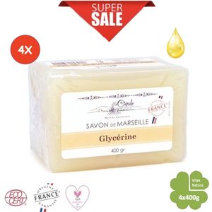 Glycerine Marseillezeep cube 4x400g | La Cigale | Multifunctionele zeep | Gemakkelijk biologisch afbreekbaar.
