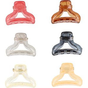 Haarsoires Haarspeld Haarklemmen 2,5cm – Klein Open Vorm – Grijs Bruin Roze Creme – Set van 6 - Haarclip Klem - Hair Claw - voor Opsteken Haar - Hair Clip - Decoratieve Haaraccessoire