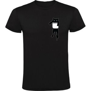 Kat in borstzakje Heren T-shirt - dieren - poes - zakje - huisdier - grappig