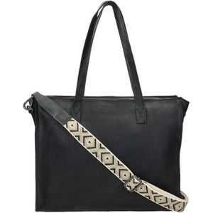 DSTRCT Laptoptas / Werktas / Aktetas Dames - 15 inch - Leer - Krokodillenprint - Alligator Creek - Zwart Croco