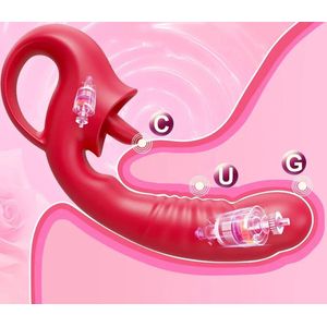 Fenomenale dildo en lik vibrator - Realistische penis en tong - Ring voor makkelijke penetratie - G-spot en clitoris - Extreme orgasmes - USB Oplaadbaar