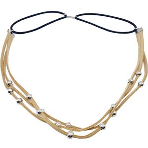 Haarband Veter Kralen Zilver Beige