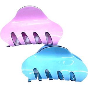 Haarklemmen - Haarspelden - Haarclip - Blauw - Roze - 8.5 cm Set 2 Stuks