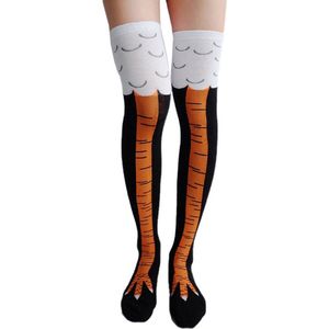 Grappige cartoon sokken | Kippen poten | Vogel | Haan | dieren | cadeau | Over knee sokken | Dierenprint | One size | Unisex