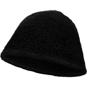 Bucket Hat Soft Zwart - Nieuwe Stijl Vissershoedje Hoedje Muts Winter