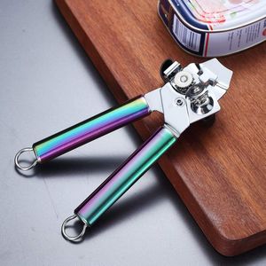 Heavy Duty Blikopener - RVS Rainbow Handle Blikopener - Titainium Kleurrijke Plating Handvat Blikopener Hand Held - Gladde Rand Handmatige Blikopener
