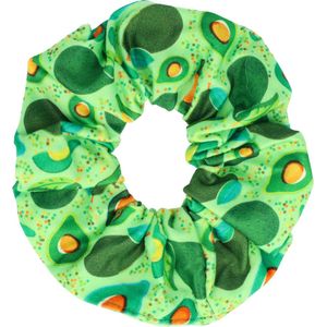Haarsoires Haarelastiek Scrunchie – Avocado Print – Gladde Stof – Groen - Haarkrinkel - Haar Elastiek met Stof - Zacht & Haarvriendelijk