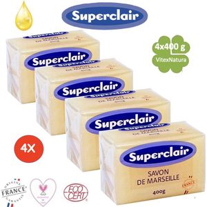 Zeepblok 4x400g | Savon De Marseille met Glycerine zonder parfum | Superclair