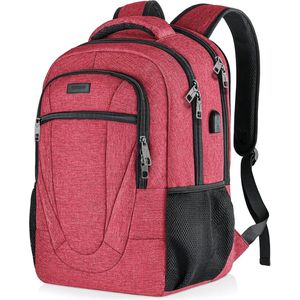 Rugzak voor Mannen en Vrouwen, Schoolrugzak voor Jongens en Tieners, 17,3 inch Laptop Rugzak met USB-oplaadaansluiting voor Werk en School met Laptopvak en Anti-diefstaltas - Roze