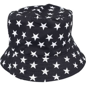 Bucket Hat Omkeerbaar Sterren Wit Zwart Festival Vissers Hoedje Stars Sterretjes Print Patroon