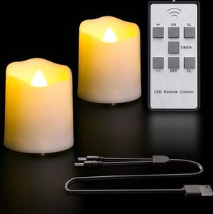 Synergy - Oplaadbare waxinelichtjes - LED Waxinelichtjes - 2 stuks - Met afstandsbediening - Flikkeren - Oplaadbare kaarsen - Oplaadbare theelichtjes