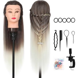 Equivera Oefenhoofd Kappershoofd - Oefenpop Kapper - Oefenhoofd Echt Haar - Human Hair - Oefenhoofd