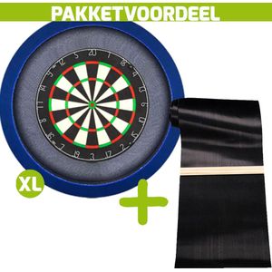 Lena Professional Dartbord + Dartmat 60*300 incl Oche + Dartbordverlichting Basic XL Blauw