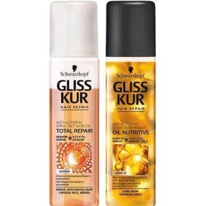 Gliss Kur Antiklit Spray - Schwarzkopf - Combipakket - Total Repair & Oil Nutritive