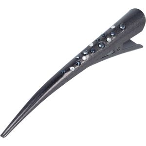 Haarsoires Duckklem Haarspeld 13cm – Basic – Duo Steentjes – Metaal – Zwart - Sterke Haarclip voor Styling & Dagelijks Gebruik - Hair Clip - Decoratieve Haaraccessoire