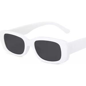 Retro Rechthoekige Zonnebril - Vrouwen - Wit
