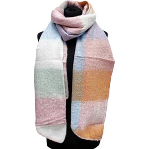 Warme Sjaal - Dikke Kwaliteit - Roze/Blauw - 220 x 50 cm (23-11#)