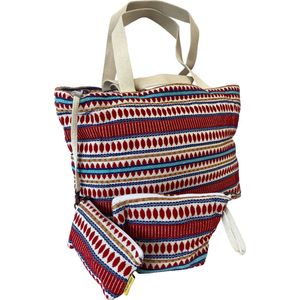 Mycha Ibiza - strandtas - Ibiza tas - jacquard katoen - gratis - toilettas - Myc24008