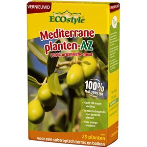EcoStyle Mediterrane Planten - Mest - AZ 800 Gram - Olijfboom - Vijgenboom - Lavendel - Passiebloem -Plantenvoeding - Garden Select