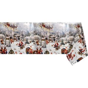 Raved Kerst Tafelzeil - Winter 140 cm x 310 cm - Wit - PVC - Afwasbaar