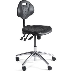 Workliving Werkstoel PU Laag - Alu onderstel - Wielen - (N)EN 1335 - Baliestoel - Kassastoel