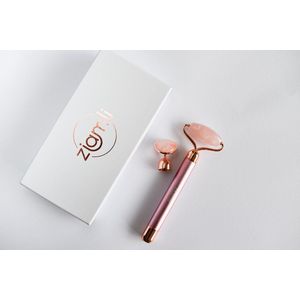Gezichtroller vibrerend / elektrisch 2 in 1 - 100% Rozenkwartz - Gezicht massage - Vibrating facial roller Rose quartz - Premium kwaliteit - USB kabel