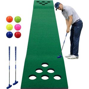 Putting Mat Golf - Putting Mat - Inclusief 2 putters - Inclusief 6 golfballen - 300cm - Putting Green - Golf - Training