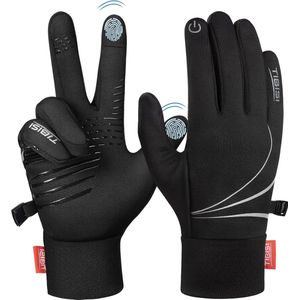 Touchscreen-warme handschoenen voor dames en heren, winterhandschoenen, fietshandschoenen, loophandschoenen, skihandschoenen, sportief, elastisch, licht, ademend, voor motorfiets, camping - S
