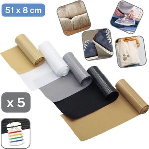 5 ROLLETJES OPSTRIJKBARE REPARATIEDOEK voor KLEDIJ enz..., 5 Verschillende Kleuren, Afmeting 8CM*51CM per Rol