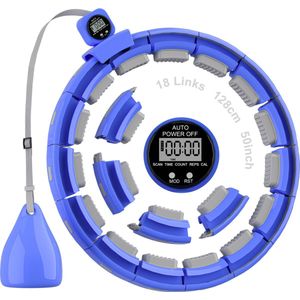 Smart Hula Hoop - Verstelbare Fitness Hoelahoep met Gewicht en Telfunctie - 70 tot 127 cm - Voor Volwassenen en Kinderen - Blauw