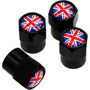 TT-products ventieldoppen aluminium Britse vlag zwart 4 stuks