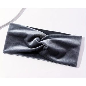 Velvet Haarband - grijs blauw - fluweel - suede - haarband dames - diadeem - haar - elastiek -bandana - make up haarband - accessoires