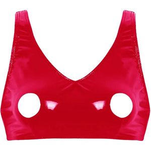 Wetlook BH top met open tepels - PVC Leder - BDSM - Erotische lingerie - Topje - Ritssluiting achter - Goede kwaliteit